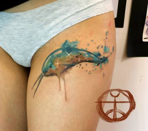 NARVAL AQUARELA TATUAGEM