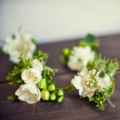 Green and Ivory Boutonnieres