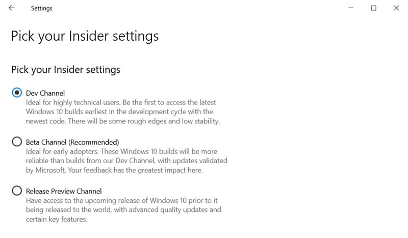 How to check and adjust the Windows Insiders channel?