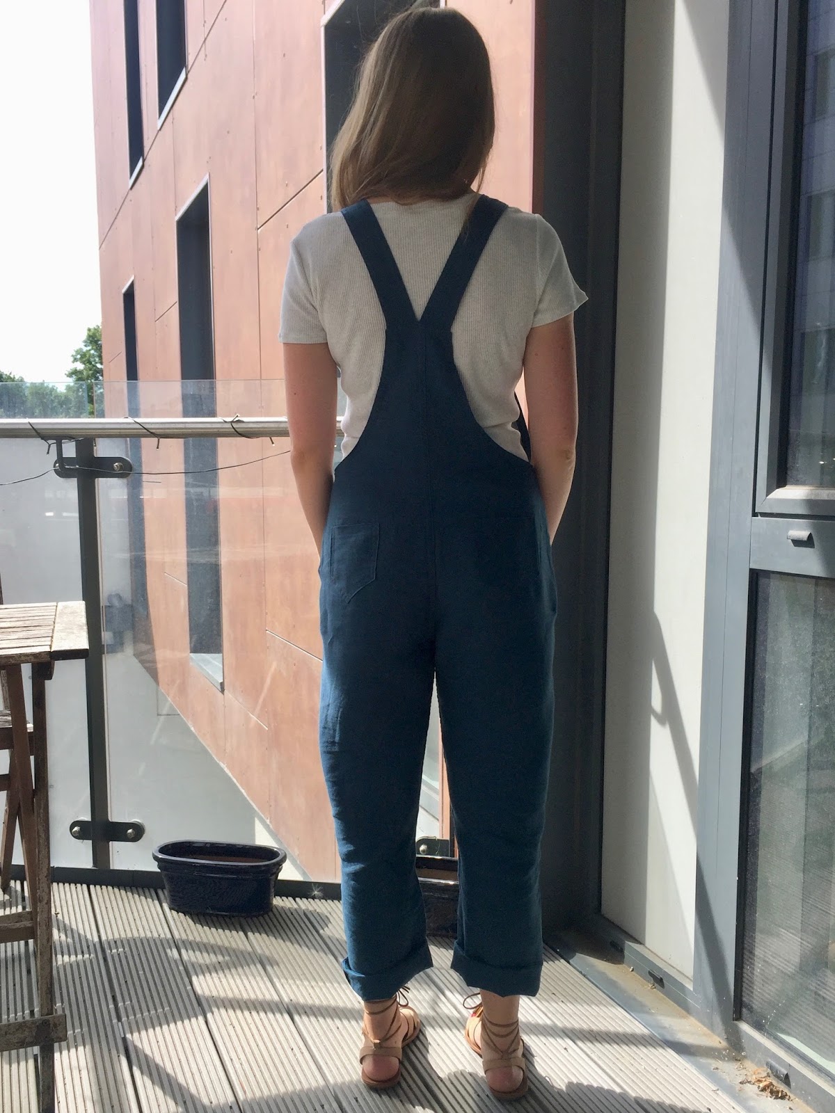 navy linen dungarees