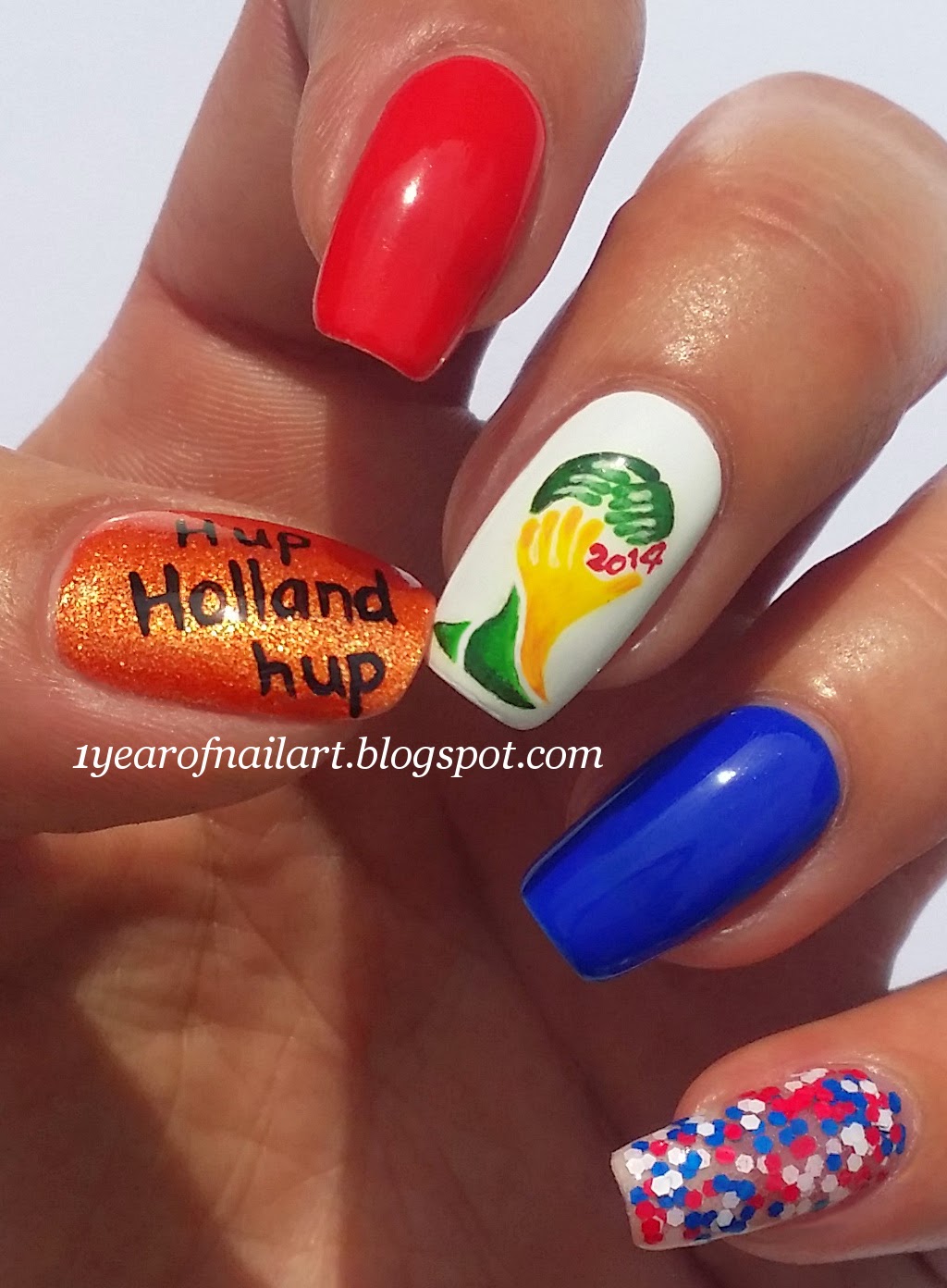 365+ days of nail art World Cup nails (Holland!!)