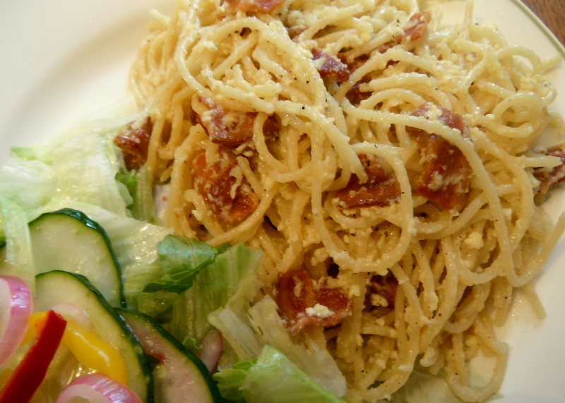 Many Many Hats Bacon and Egg Spaghetti / Carbonara