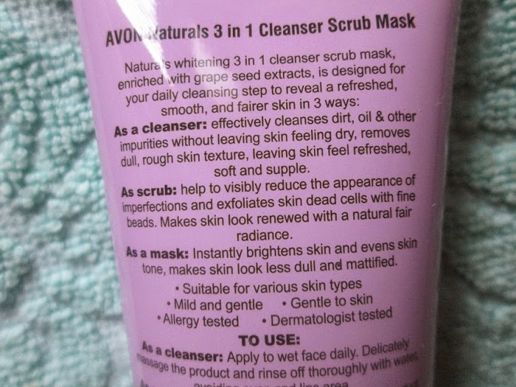 Avon naturals whitening 3 in 1 cleanser scrub mask review