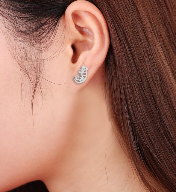 Silver Chameleon Earrings