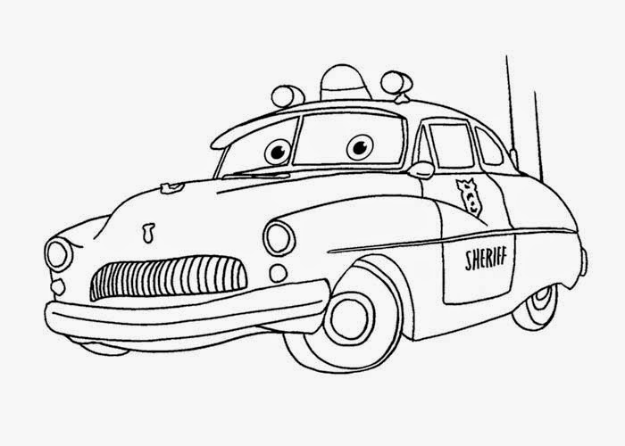 Kumpulan Gambar Mewarnai Film Disney Cars Terbaru Anak Mobil Sherif