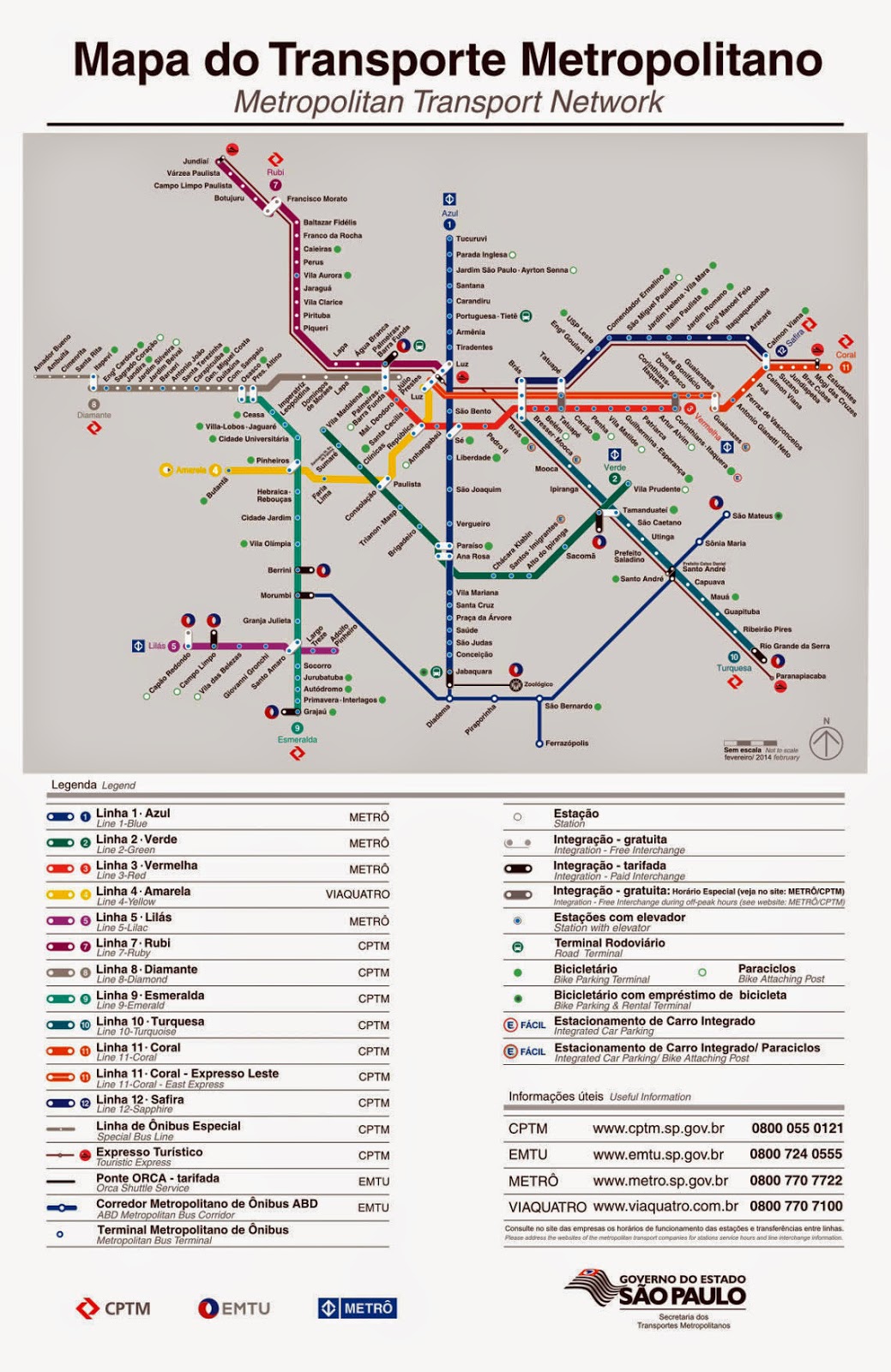 São Paulo: vai à Arena Corinthians? 2 Mapa Metrô e Trem de São Paulo