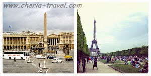Place de la Concorde (right) and Eiffel Tower (left)