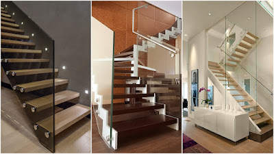 glass stairs design for modern two story homes