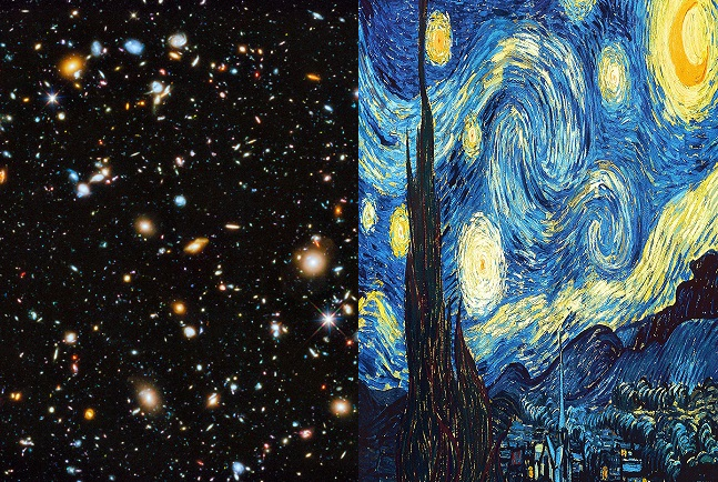 Художник рисует звездное небо подчеркни в предложении. «Звёздная ночь» Ван Гог. Ван Гог Звездная ночь ХАБЛ. Ван Гог космос. Картина Звёздное небо.