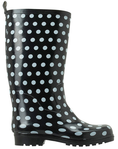 rain boots with polka dots