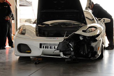 Crashed White Ferrari 599XX Smashed Accident