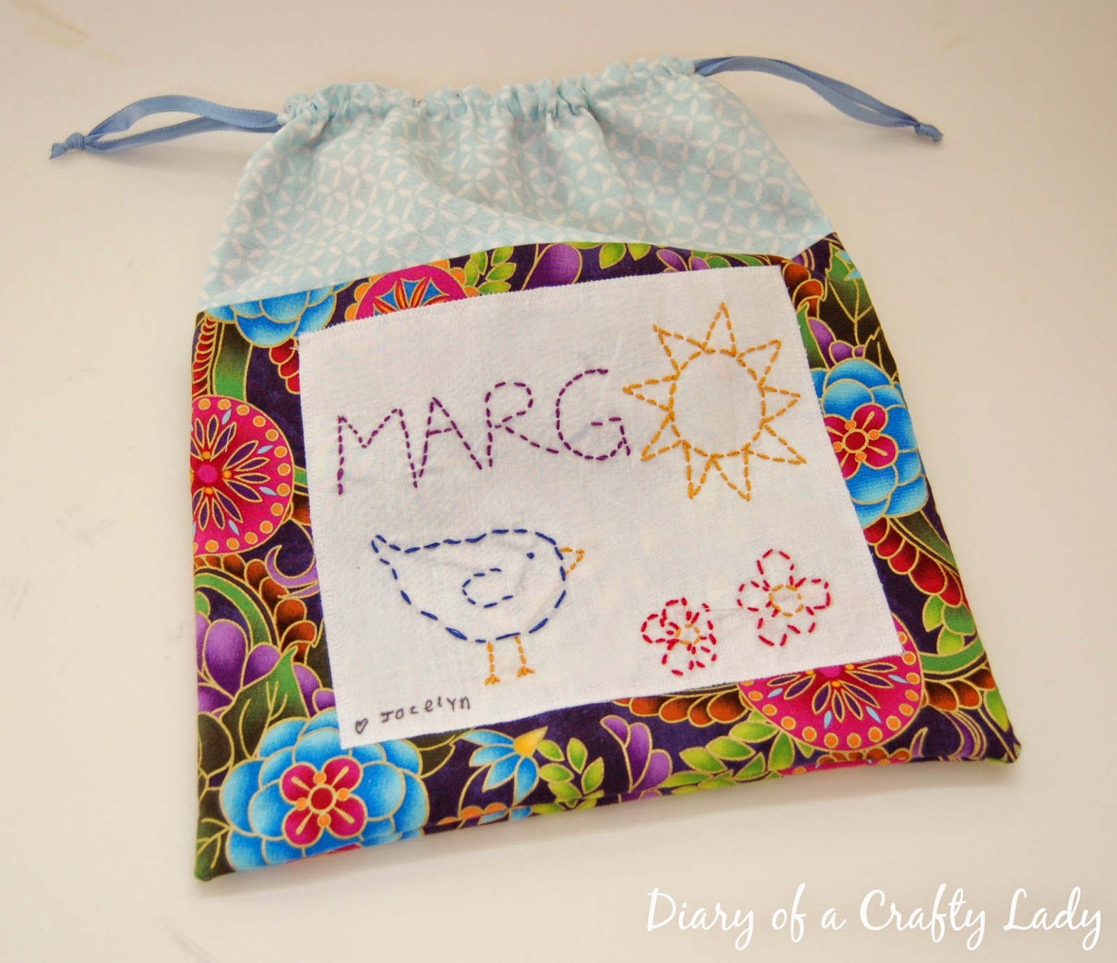 Diary of a Crafty Lady Personalized Drawstring Bag Birthday Gift