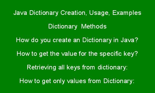 How to create a dictionary in Java - Java.util.Dictionary Examples ...