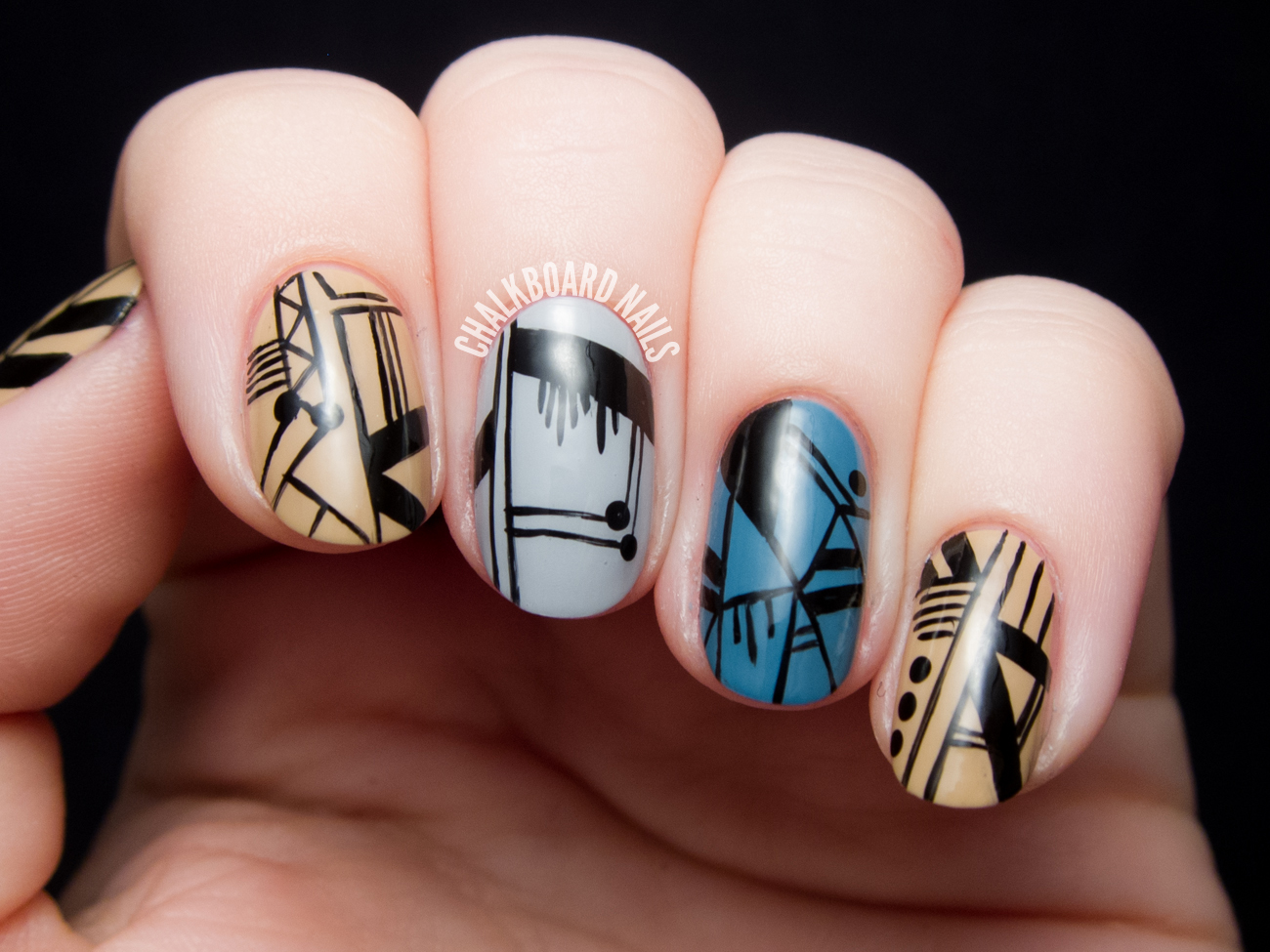 Spifster Inspired Fine Linework Nail Art by @chalkboardnails