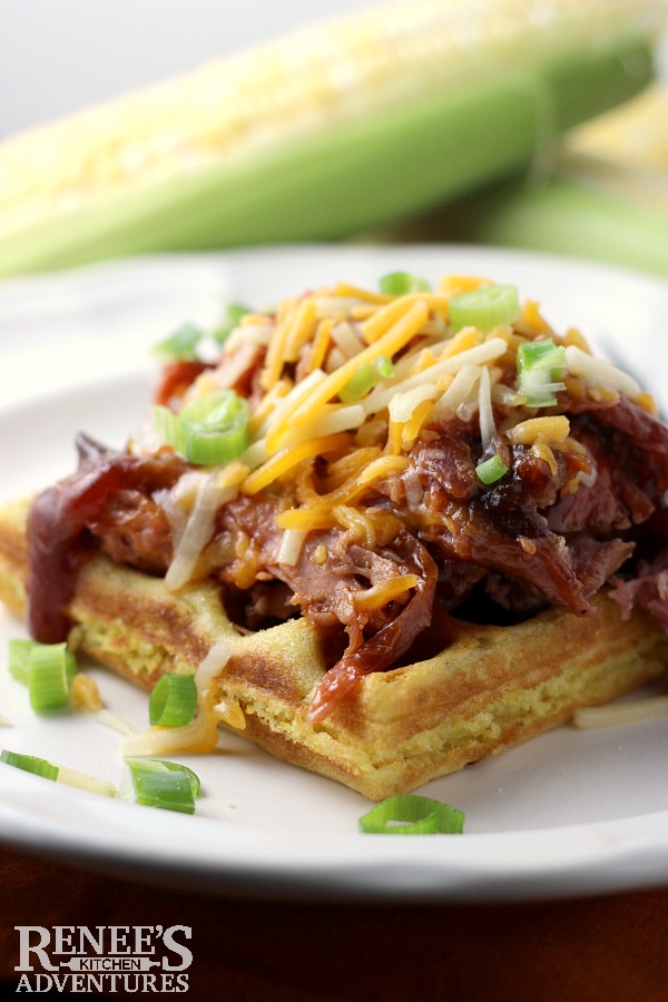 Cornbread Waffles with Pulled Pork Renee's Kitchen Adventures