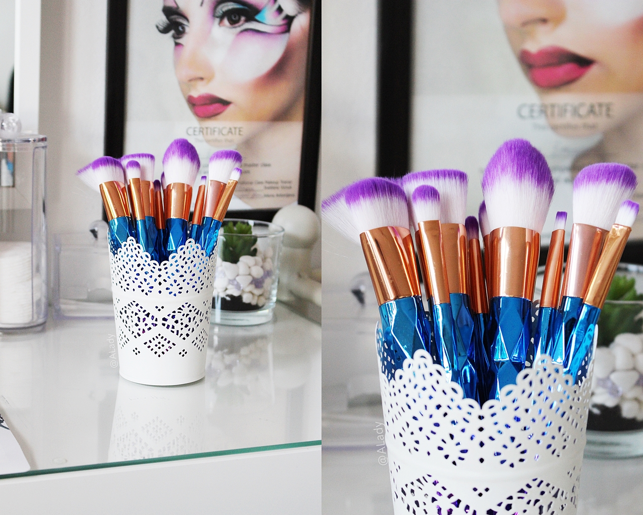 12Pcs fancy gradient color taper angular makeup brushes set