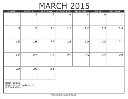 editable march 2015 calendar