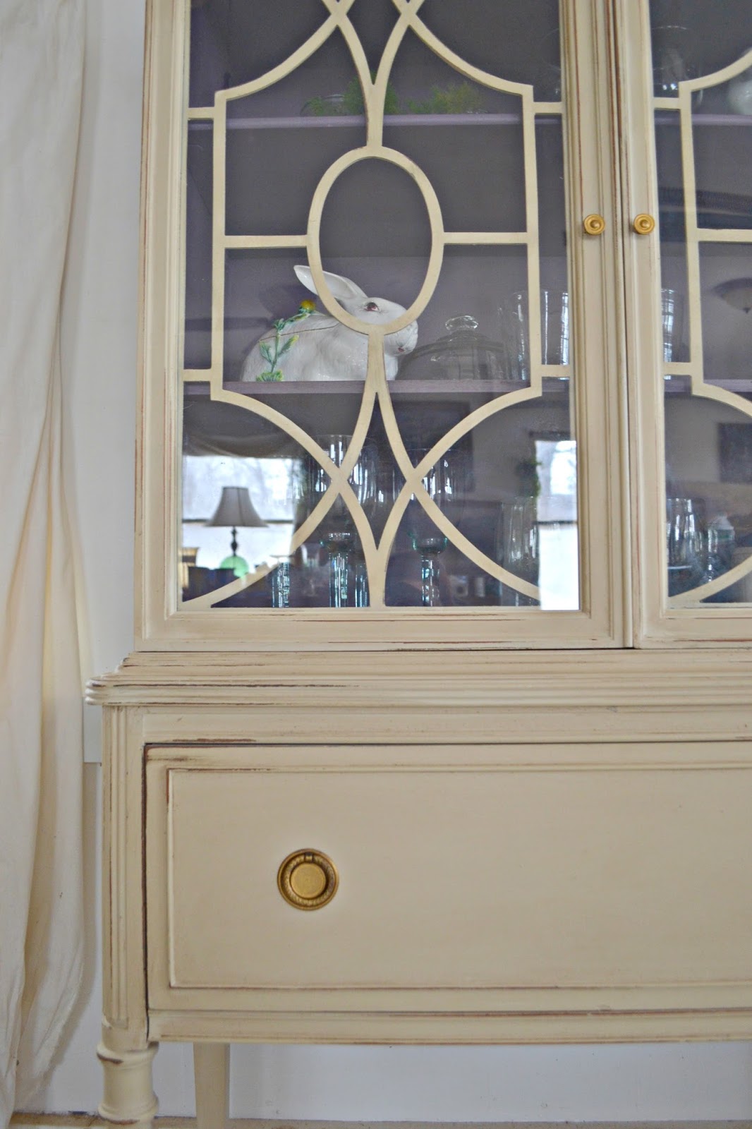 Heir and Space A Mahogany China Hutch in Cream an Amethyst