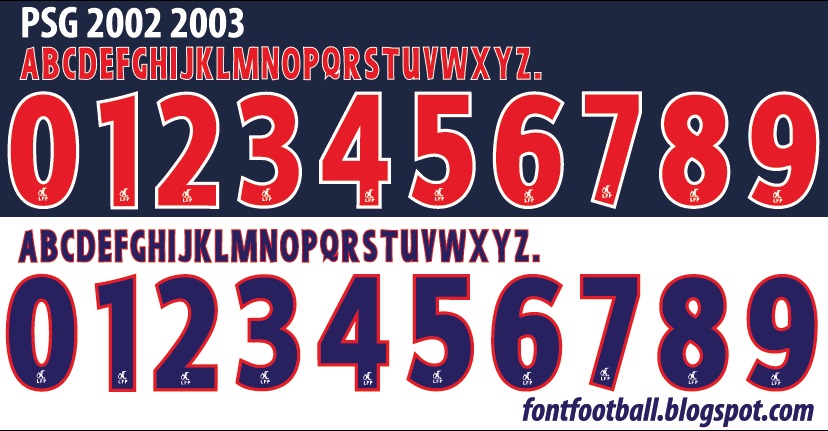 FONT FOOTBALL Font Vector PSG Paris Saint Germain (LFP) 2002 2003 kit