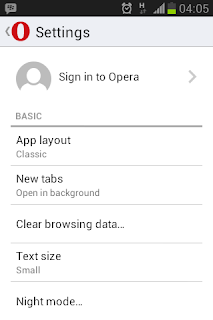 Membersihkan data history pada mobile browser Opera mini