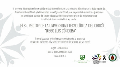 Llega la Clausura del Proyecto Jóvenes Excelentes y Líderes de un Nuevo Chocó 2018