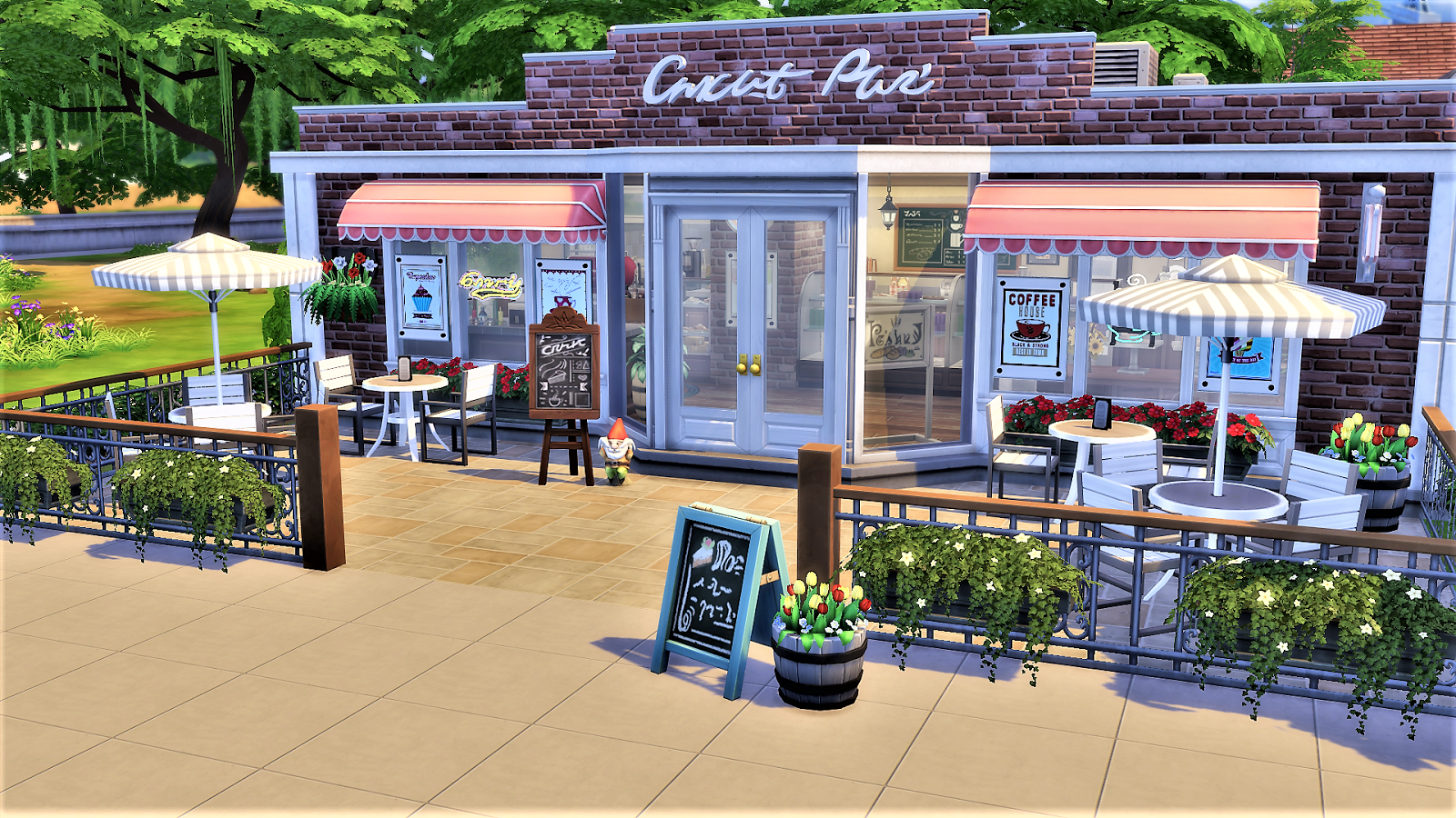 sim house design Sims4 Bakery Croissants 西点屋可颂坊 (NO CC)
