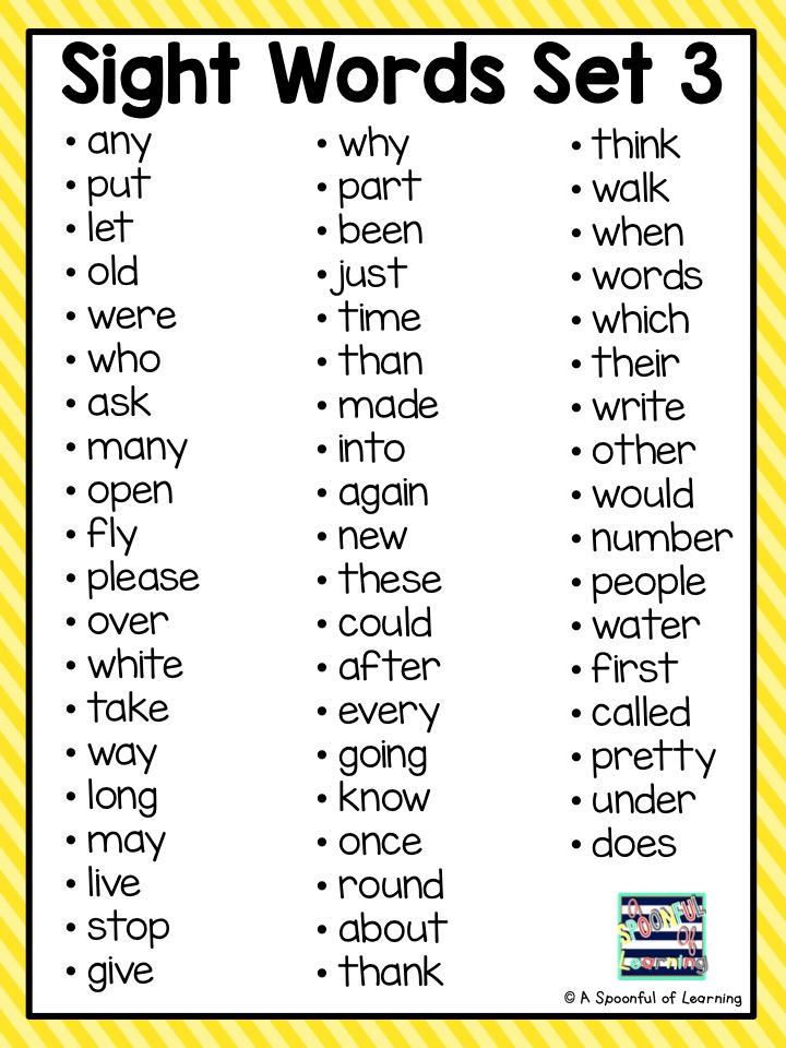 3 Letter Sight Words