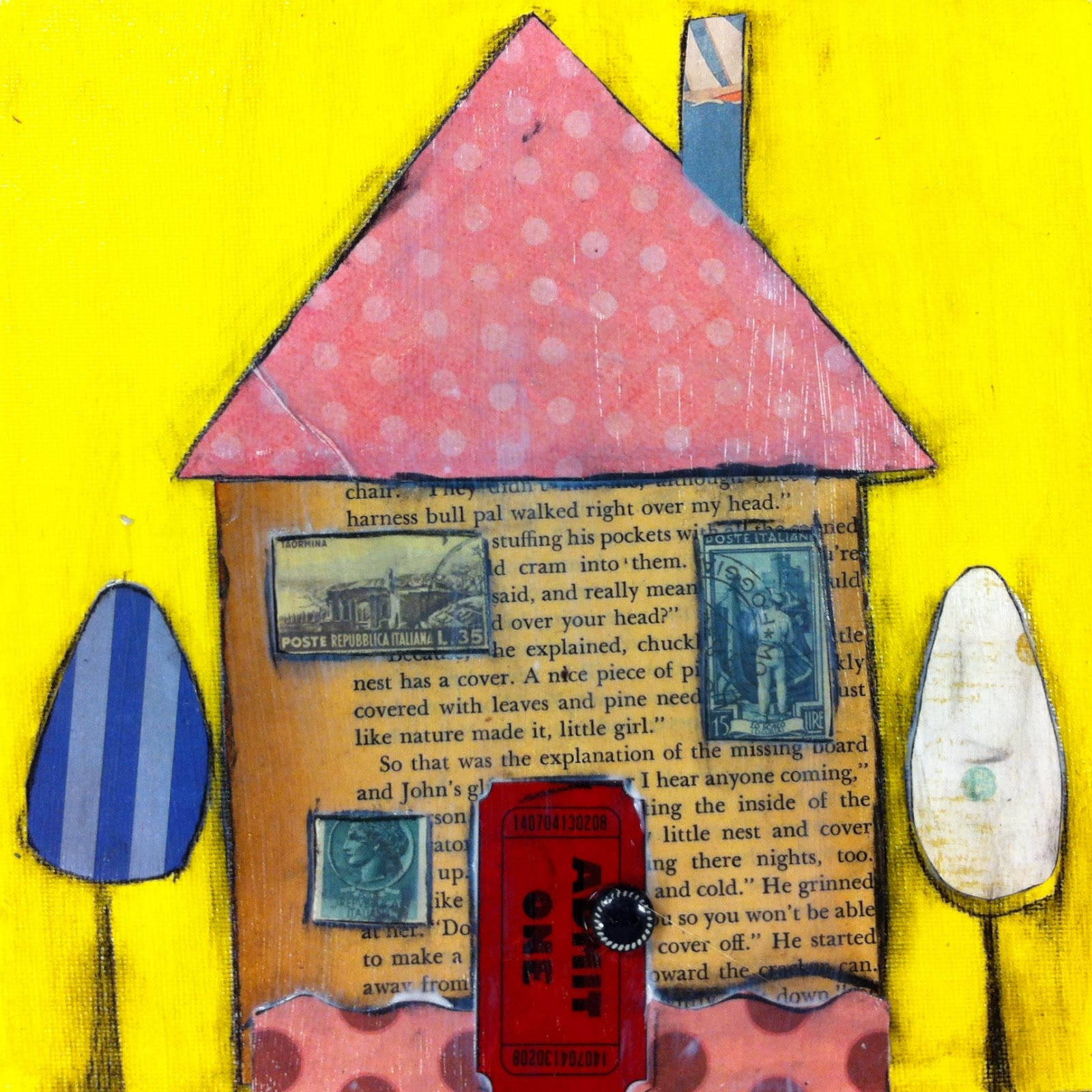 Angela Anderson Art Blog Cute Houses Mixed Media Project Kid's Art Class
