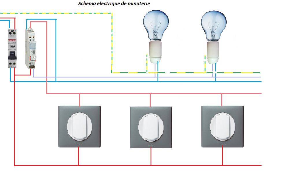 Electricité schema electrique minuterie branchement 4 fils