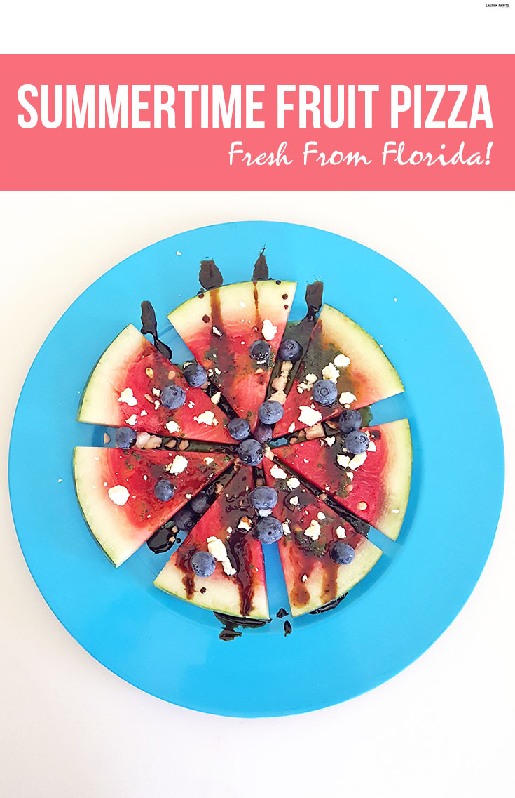 If you love Florida and fruit, I think you'll adore this simple "summertime" pizza recipe! It's the perfect mixture of all things delicious and it is super easy to make! #FreshFromFlorida