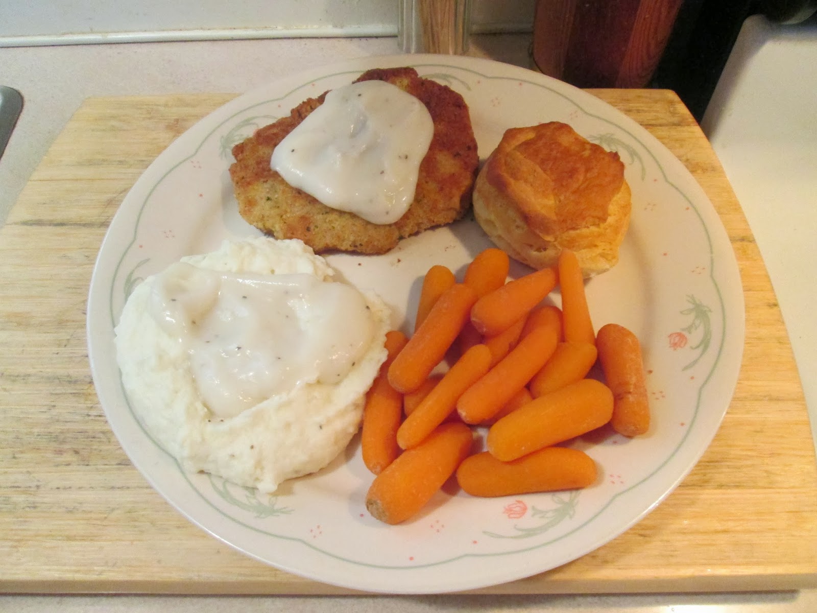 Diab2Cook Chicken Fried Cubed Pork Steak w/ Mashed Potatoes, White