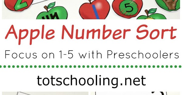 Apple Number Sorting 1 5 Totschooling Toddler Preschool Kindergarten Educational Printables