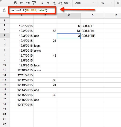 google-sheets-counting-items