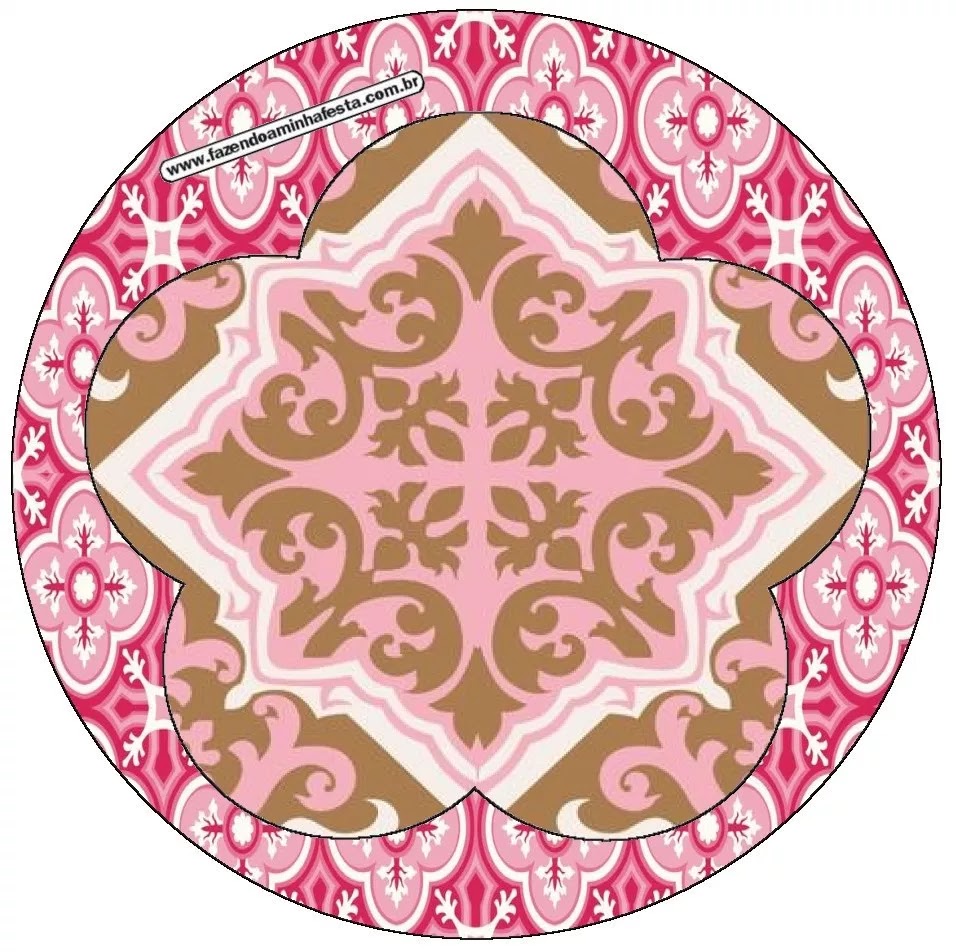 Rosa y Marrón Retro Wrappers y Toppers para Cupcakes para Imprimir