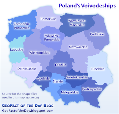 Map of the voivodeships (provinces) in Poland