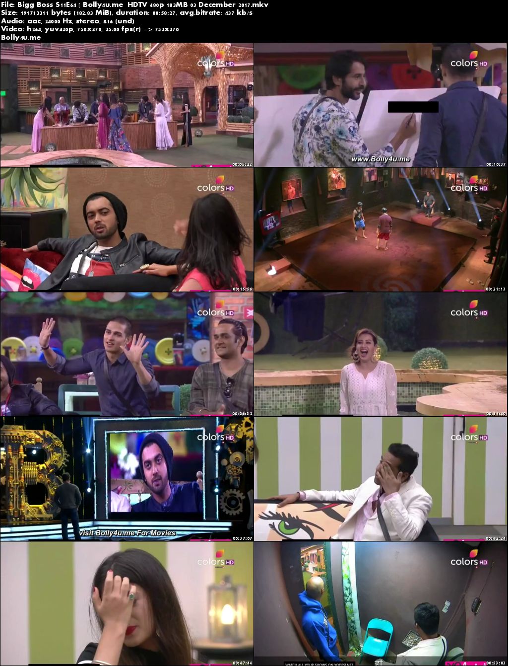 Bigg Boss S11E64 HDTV 480p 180MB 03 Dec 2017 Download