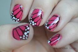 butterfly nail pink wing tutorial glossy nails wings idea using