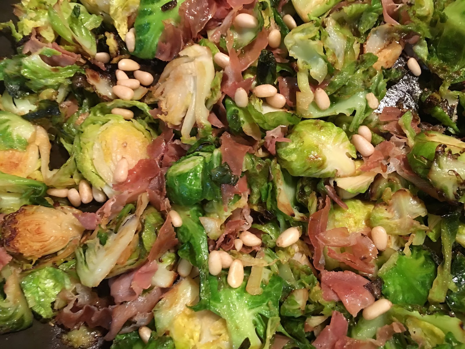 Shredded Brussels Sprouts with Prosciutto and Pine Nuts mysavoryspoon