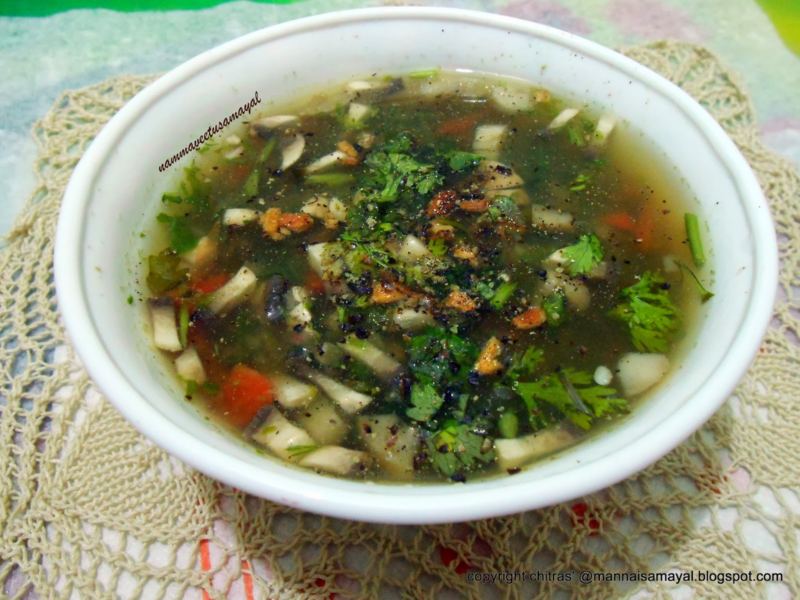 kalakkalsamayal Green Coriander Seeds n Buckwheat Soup