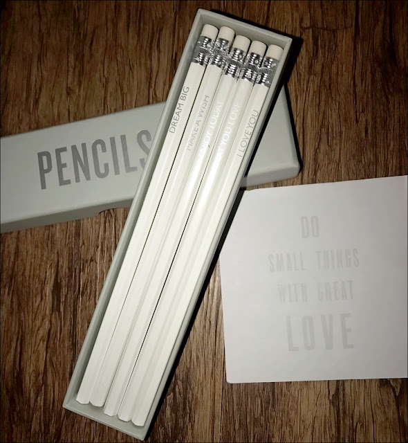 My Midlife fashion, the white company, the white company sentiment pencils, the white company do small things noteblock
