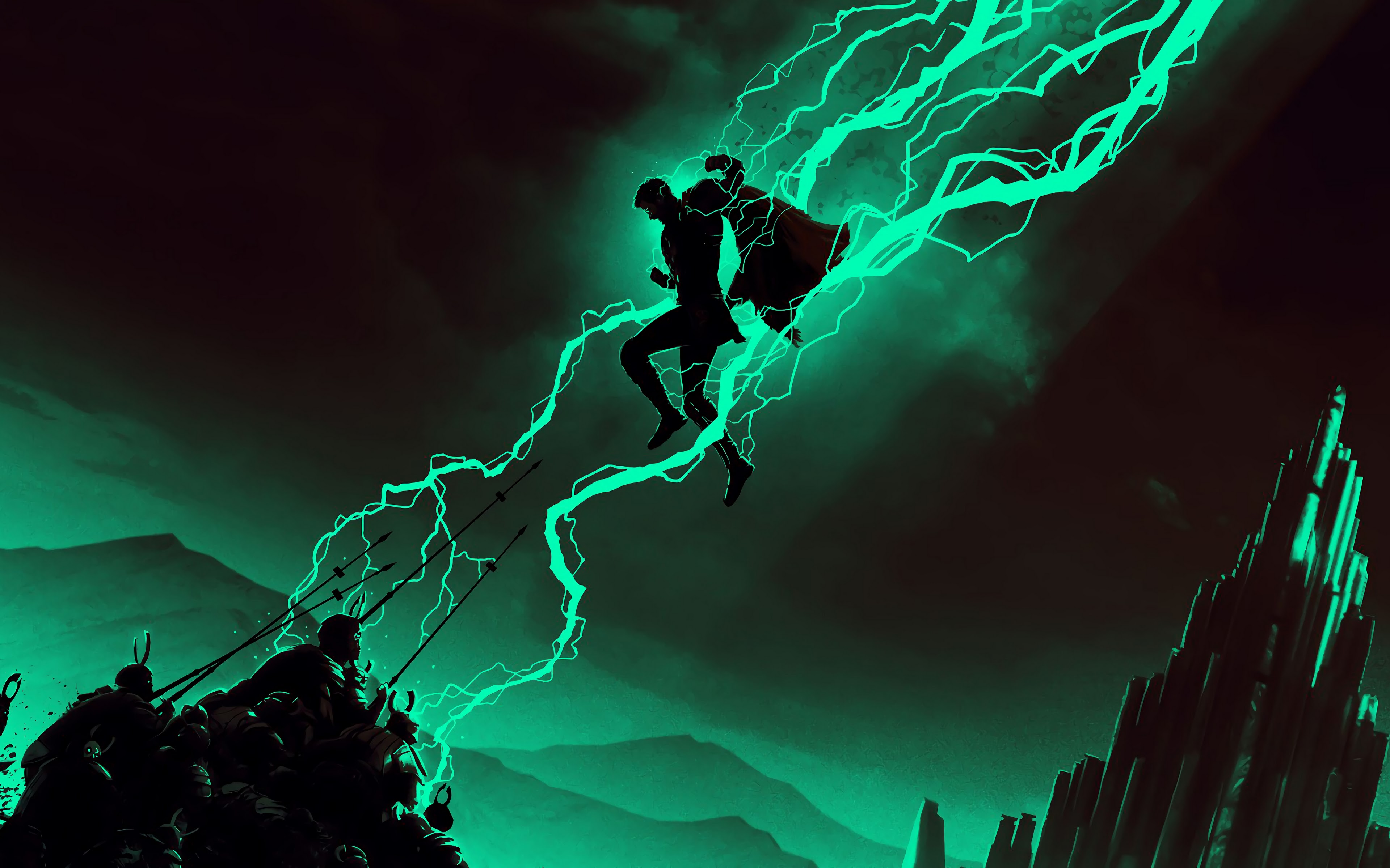 Free Black Blue and Green Lightning Background Design