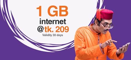 BL 1GB 209TK Banglalink 1 GB Internet Data Package 209 Taka for 30 Days