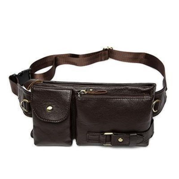 Men's Leather Waist Strap Travel Bag
