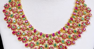 jewellery design pictures: kalyan jewellers ruby emarald set