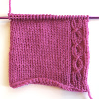 afterthought cable-ette border as seen from the knit side