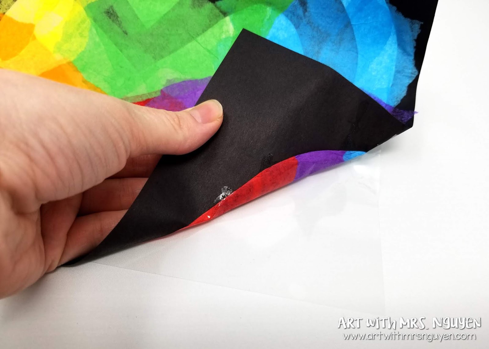 Tissue Paper 'Stained Glass' Hearts Art with Mrs. Nguyen