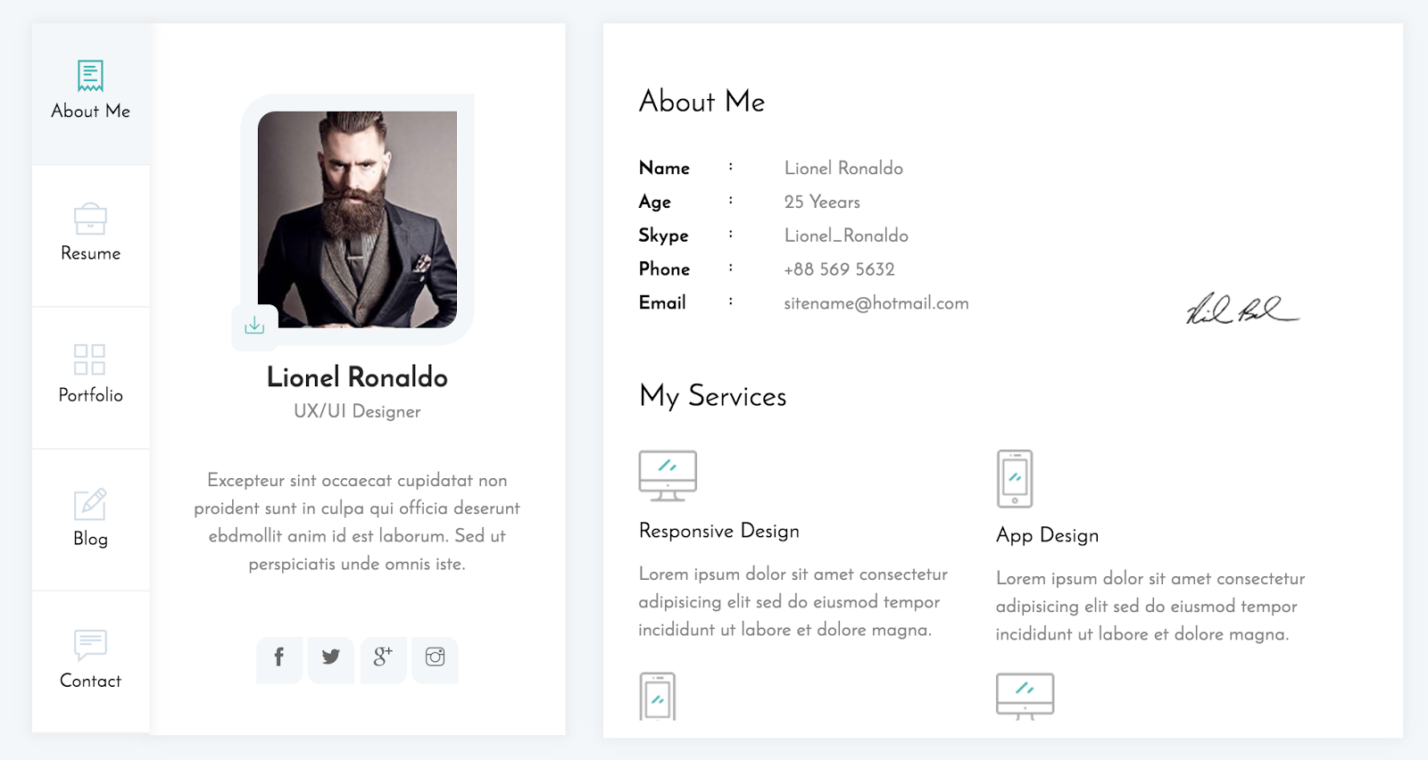 vCard HTML Template - 1