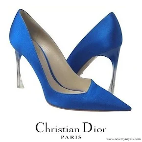 Queen Rania wore Christian Dior Songe Perspex Heel Blue Pumps