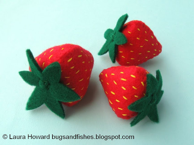 Bugs and Fishes by Lupin: Sew Some Felt Fruit! Strawberries Tutorial