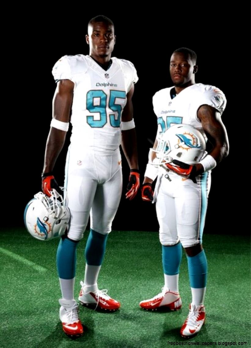 Dion Jordan and Mike Gillislee in full uniform  miamidolphins